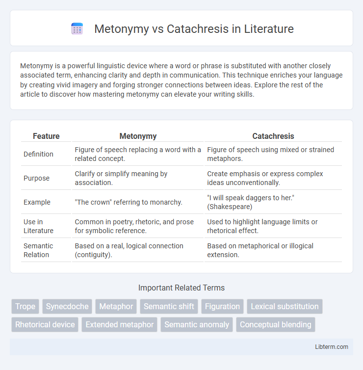 Catachresis vs Metonymy in Literature - What is The Difference?