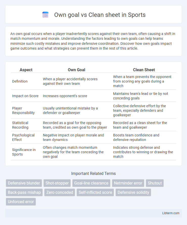 Clean sheet vs Own goal in Sports - What is The Difference?