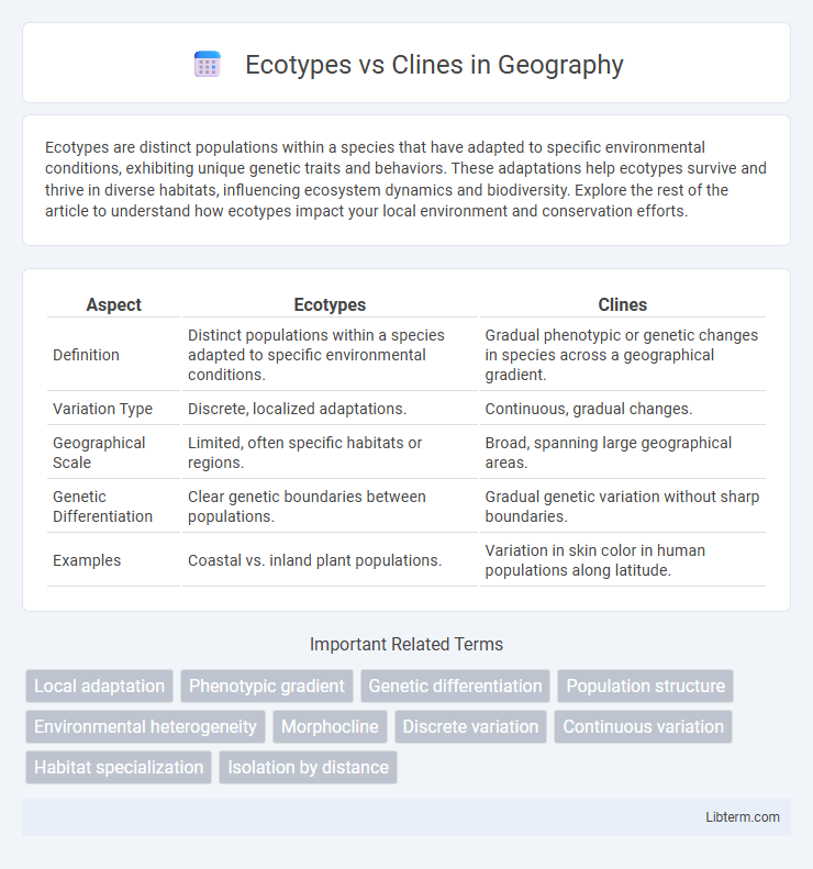 Clines vs Ecotypes in Geography - What is The Difference?