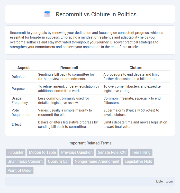 Cloture vs Recommit in Politics - What is The Difference?