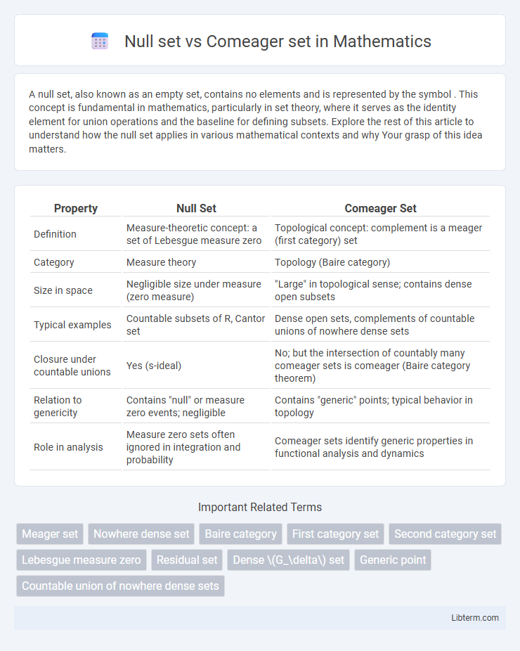 Comeager set vs Null set in Mathematics - What is The Difference?