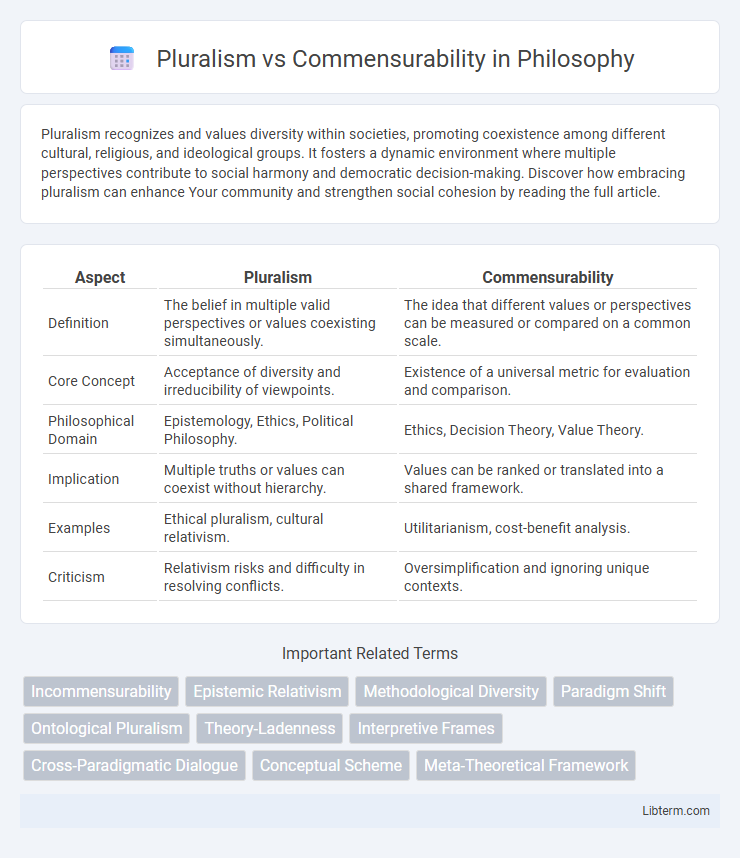 Commensurability vs Pluralism in Philosophy - What is The Difference?