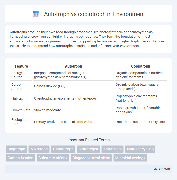 copiotroph vs Autotroph in Environment - What is The Difference?