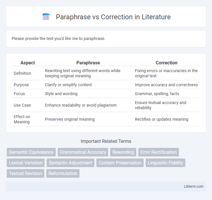 Correction vs Paraphrase in Literature - What is The Difference?
