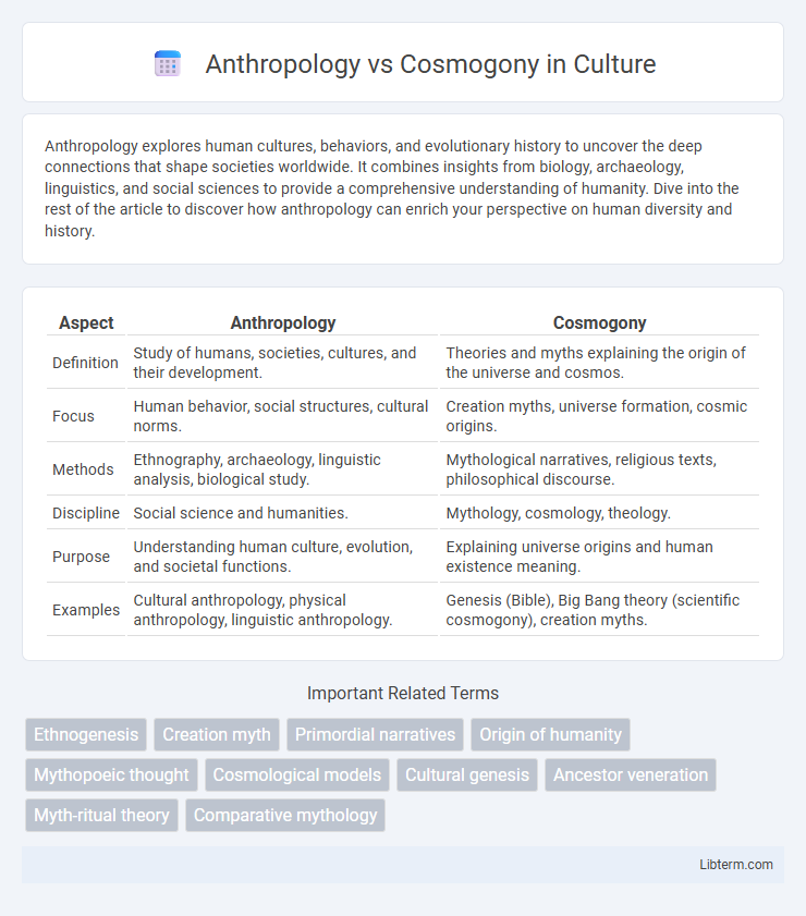 Cosmogony vs Anthropology in Culture - What is The Difference?