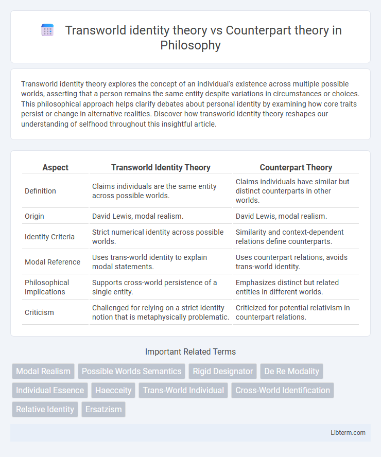 Counterpart theory vs Transworld identity theory in Philosophy - What is The Difference?