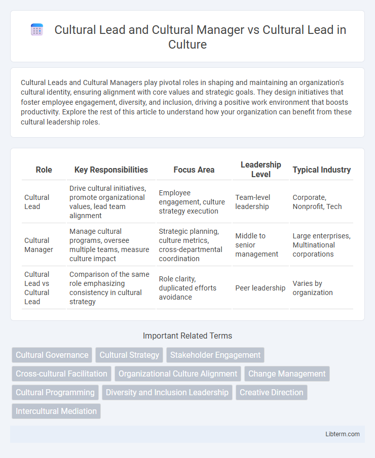 Cultural Lead vs Cultural Lead and Cultural Manager in Culture - What is The Difference?