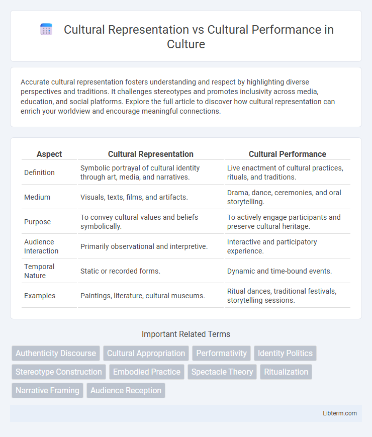 Cultural Performance vs Cultural Representation in Culture - What is The Difference?
