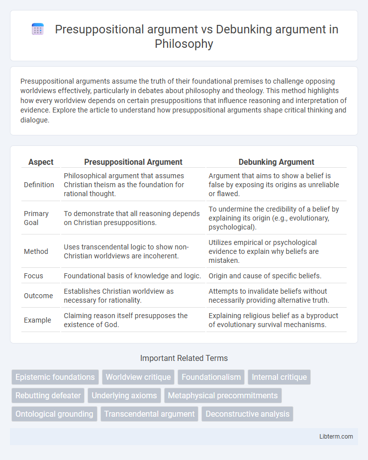 Debunking argument vs Presuppositional argument in Philosophy - What is The Difference?