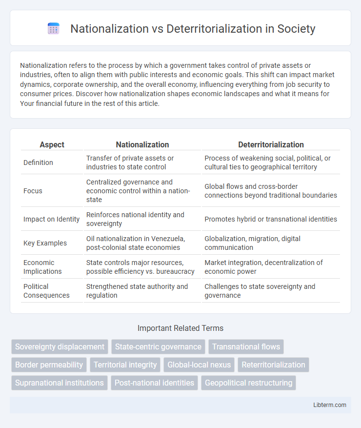 Deterritorialization vs Nationalization in Society - What is The Difference?
