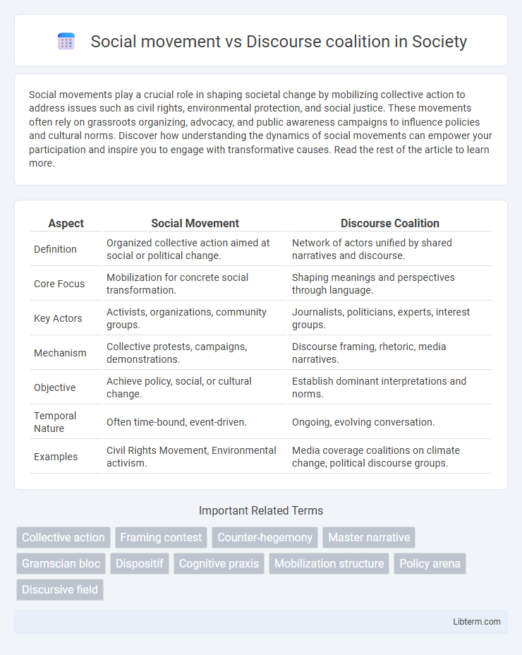 Discourse coalition vs Social movement in Society - What is The Difference?