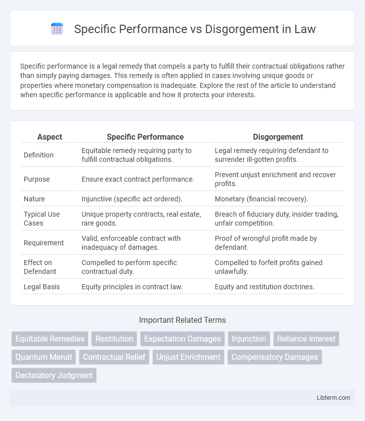 Disgorgement vs Specific Performance in Law - What is The Difference?
