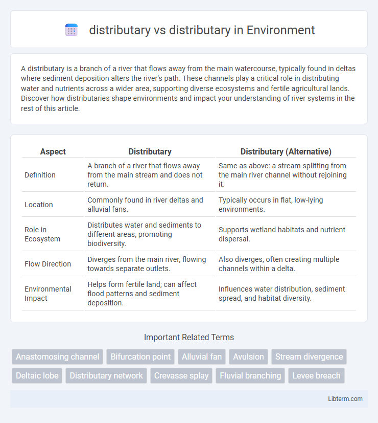 distributary vs distributary in Environment - What is The Difference?