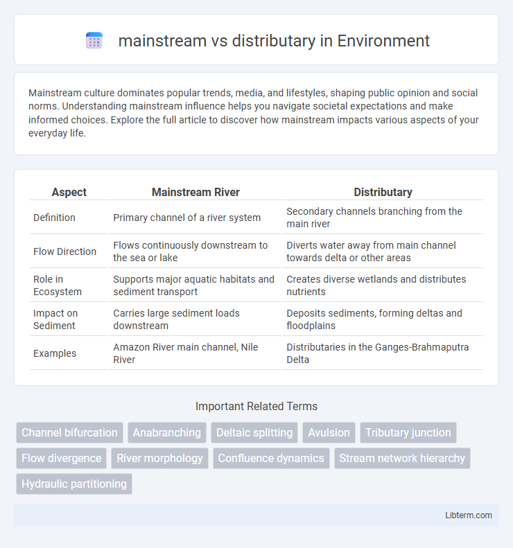 distributary vs mainstream in Environment - What is The Difference?