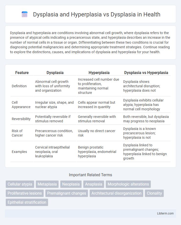 Dysplasia vs Dysplasia and Hyperplasia in Health - What is The Difference?