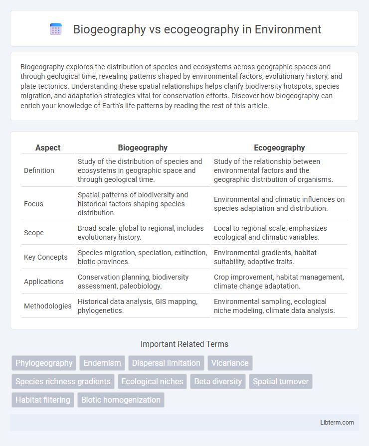 ecogeography vs Biogeography in Environment - What is The Difference?