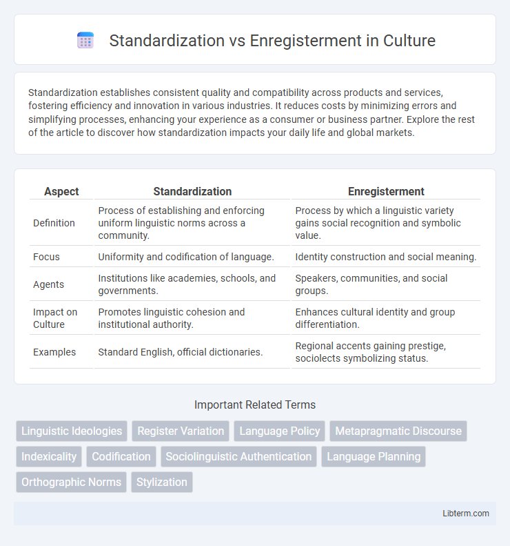 Enregisterment vs Standardization in Culture - What is The Difference?