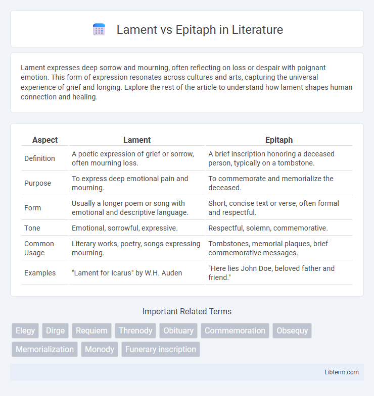 Epitaph vs Lament in Literature - What is The Difference?