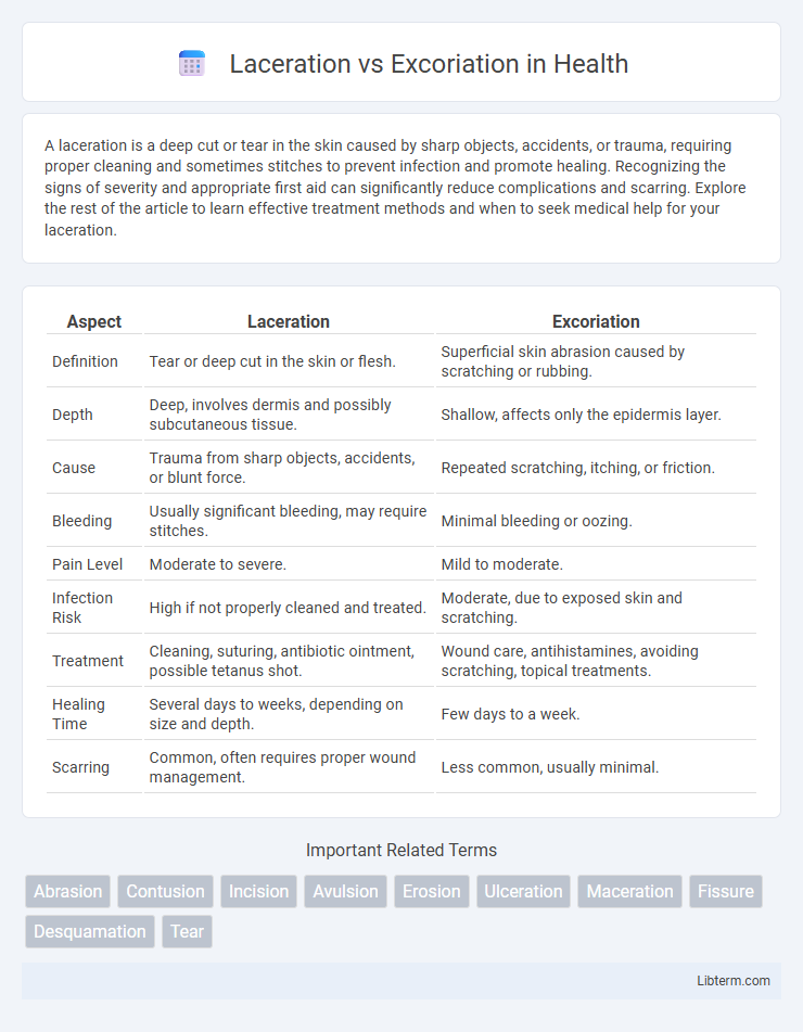 Excoriation vs Laceration in Health - What is The Difference?