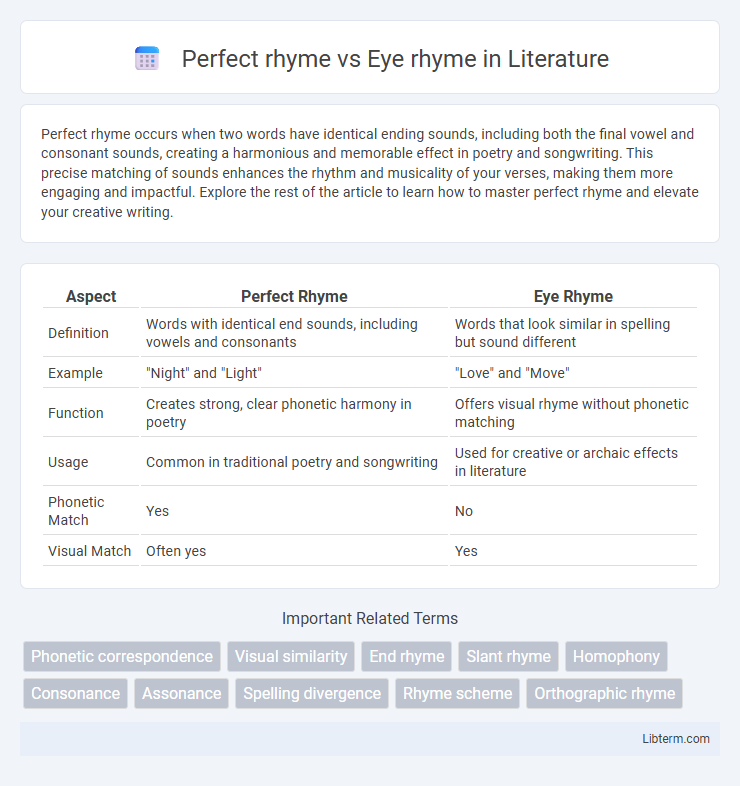 Eye rhyme vs Perfect rhyme in Literature - What is The Difference?