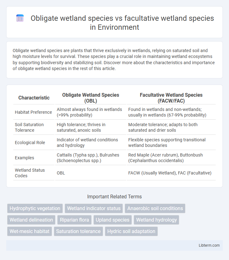 facultative wetland species vs Obligate wetland species in Environment - What is The Difference?