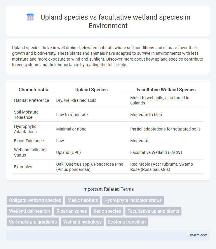facultative wetland species vs Upland species in Environment - What is The Difference?