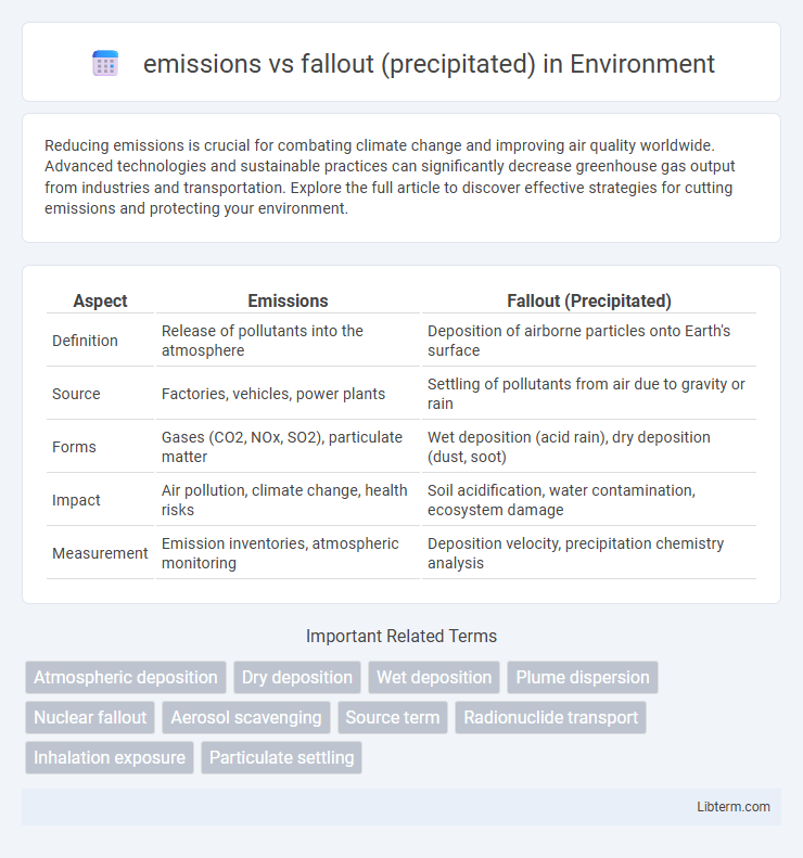 fallout (precipitated) vs emissions in Environment - What is The Difference?