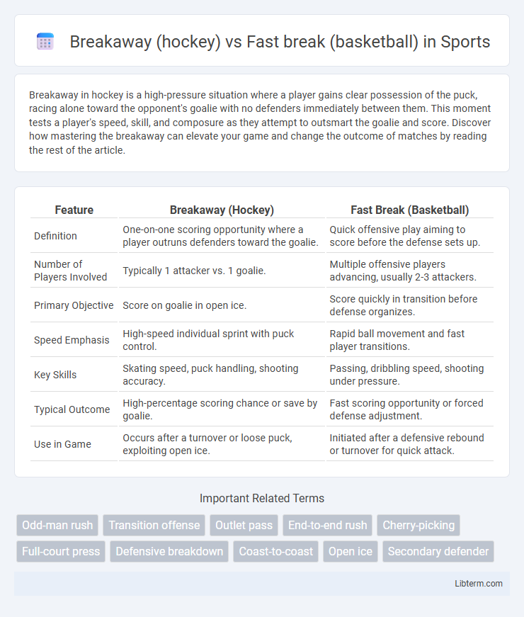 Fast break (basketball) vs Breakaway (hockey) in Sports - What is The Difference?