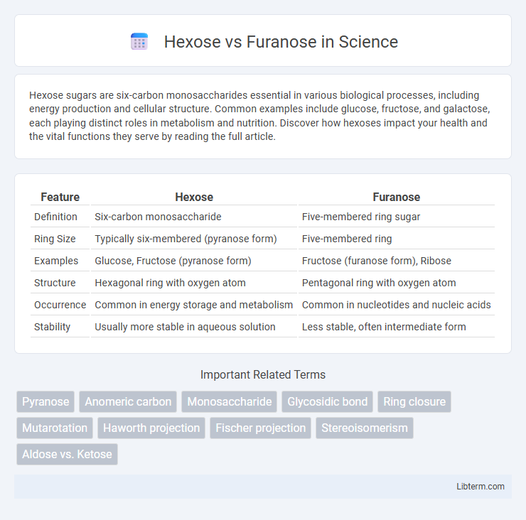 Furanose vs Hexose in Science - What is The Difference?