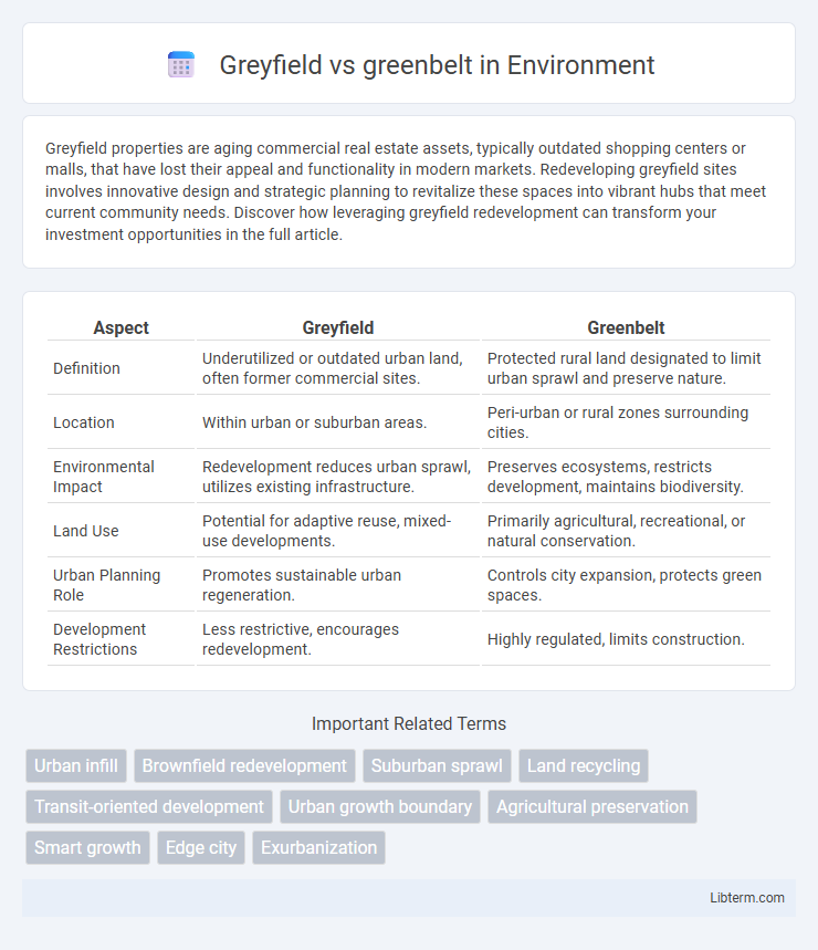 greenbelt vs Greyfield in Environment - What is The Difference?