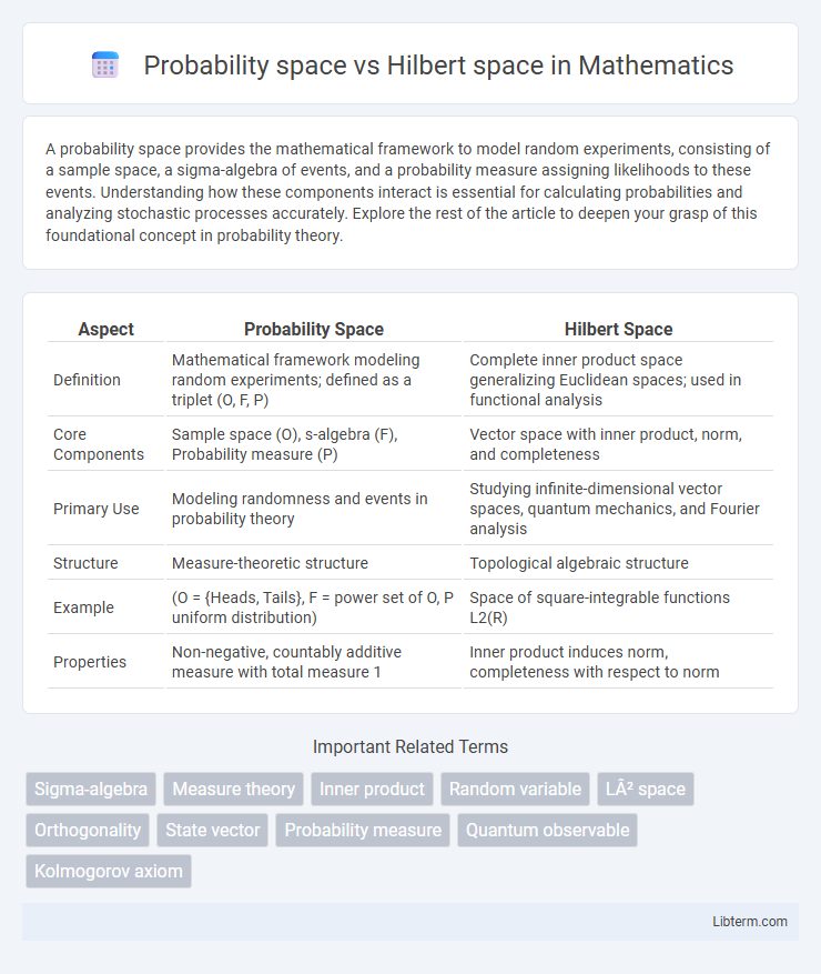 Hilbert space vs Probability space in Mathematics - What is The Difference?