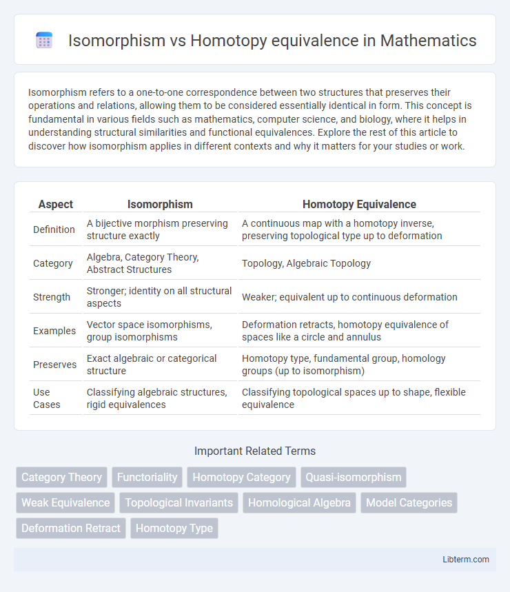 Homotopy equivalence vs Isomorphism in Mathematics - What is The Difference?