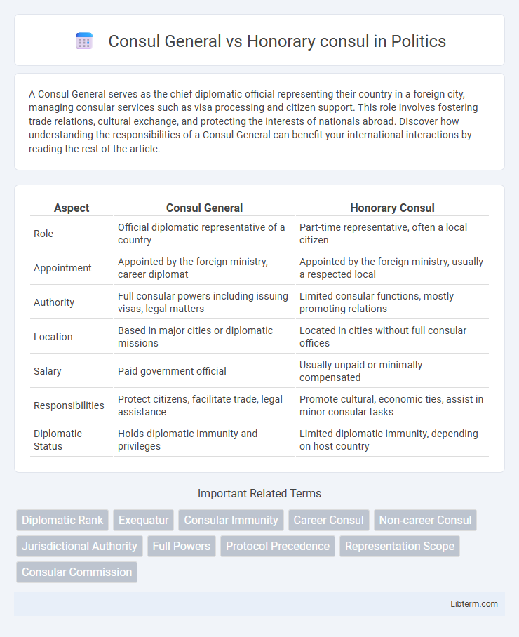 Honorary consul vs Consul General in Politics - What is The Difference?