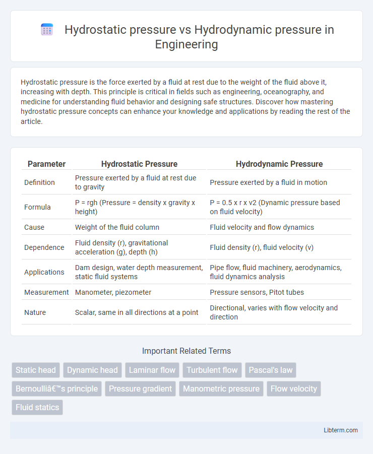 Hydrodynamic pressure vs Hydrostatic pressure in Engineering - What is The Difference?