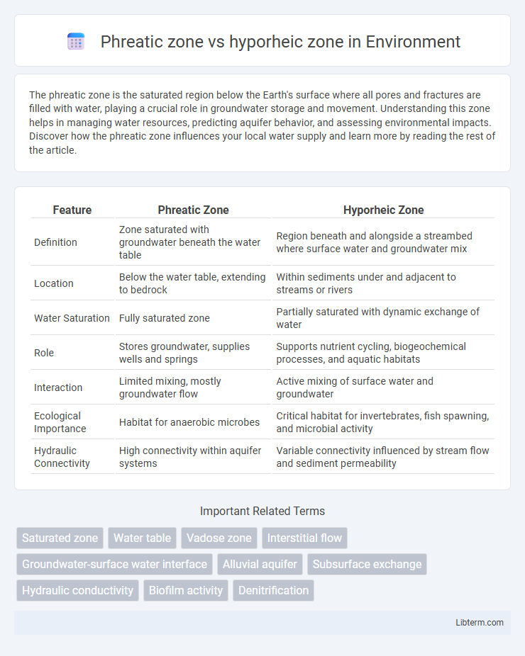 hyporheic zone vs Phreatic zone in Environment - What is The Difference?