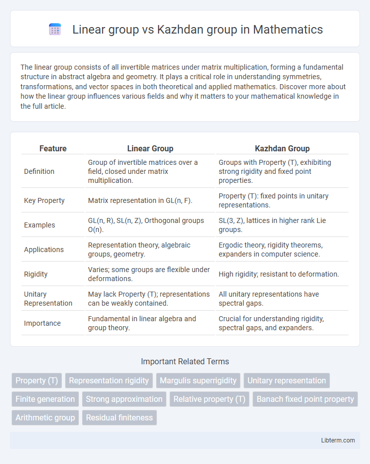 Kazhdan group vs Linear group in Mathematics - What is The Difference?