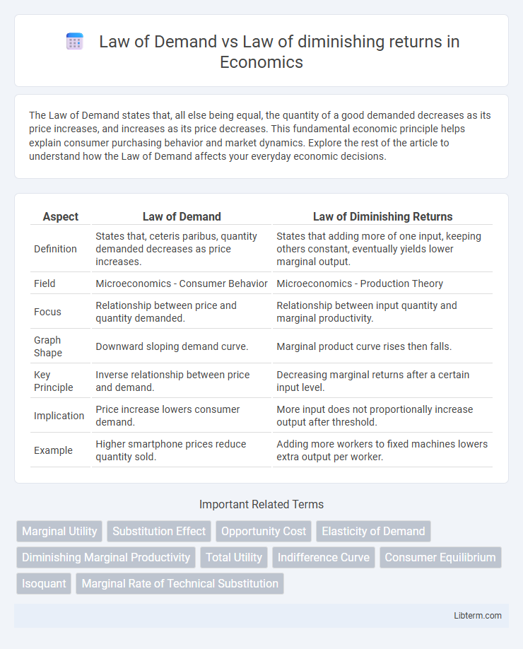 Law of diminishing returns vs Law of Demand in Economics - What is The Difference?