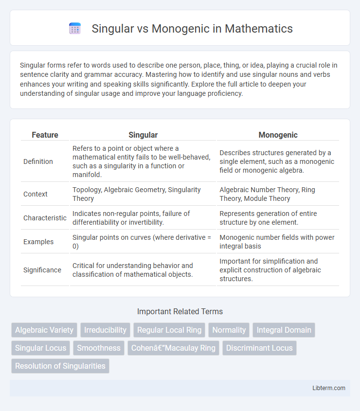 Monogenic vs Singular in Mathematics - What is The Difference?