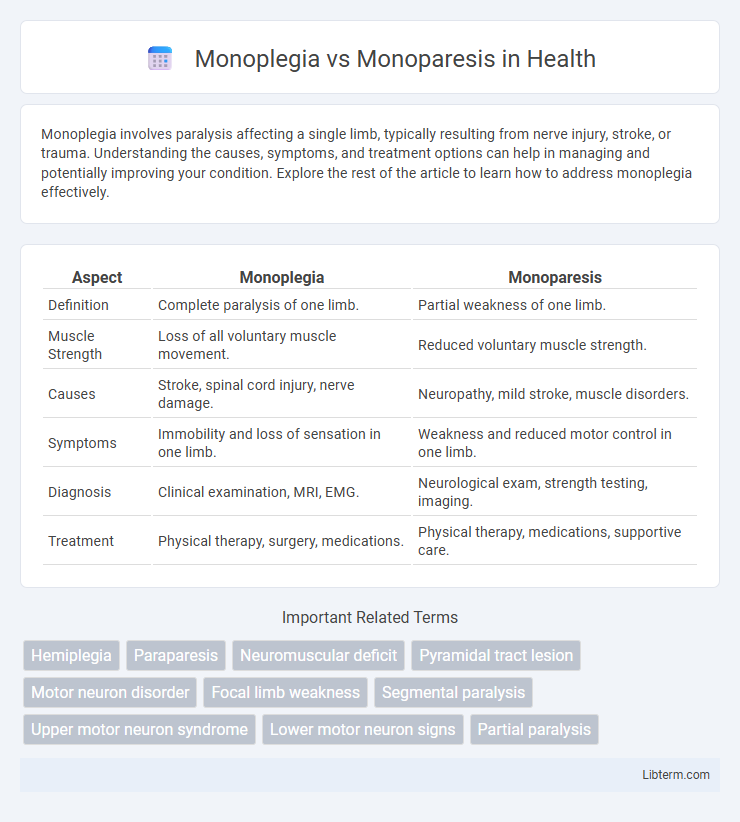 Monoparesis vs Monoplegia in Health - What is The Difference?