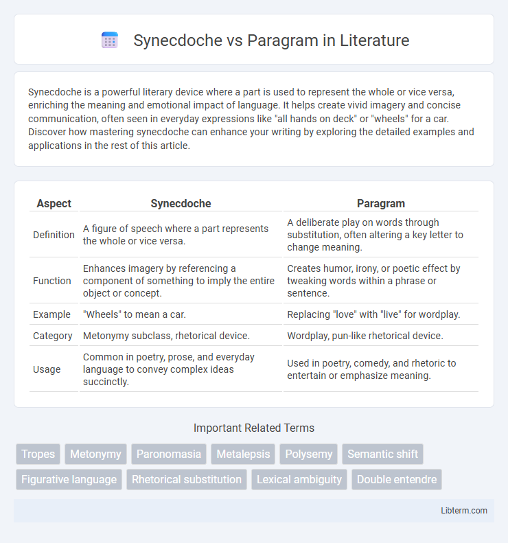 Paragram vs Synecdoche in Literature - What is The Difference?