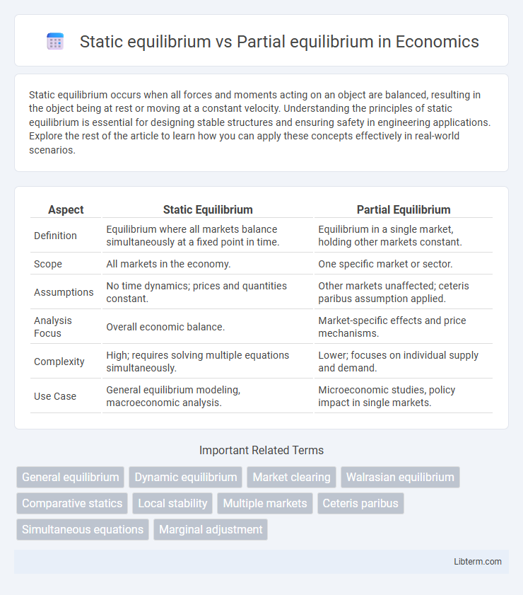 Partial equilibrium vs Static equilibrium in Economics - What is The Difference?