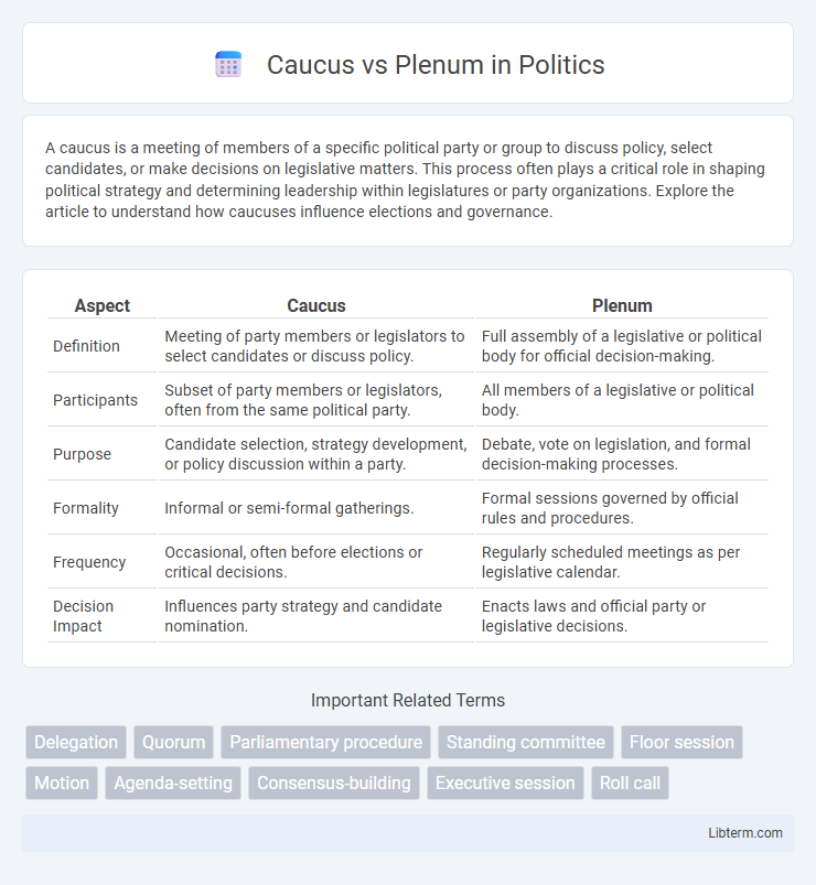 Plenum vs Caucus in Politics - What is The Difference?