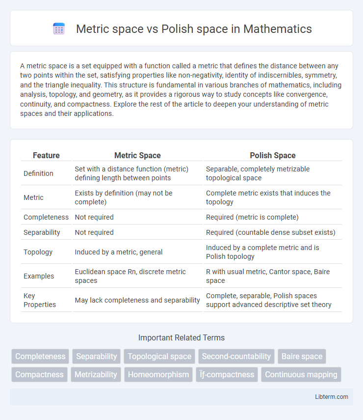 Polish space vs Metric space in Mathematics - What is The Difference?