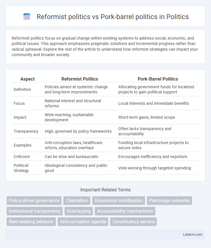 Pork-barrel politics vs Reformist politics in Politics - What is The Difference?