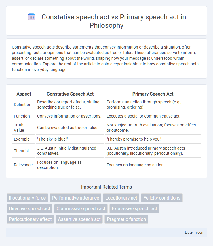 Primary speech act vs Constative speech act in Philosophy - What is The Difference?