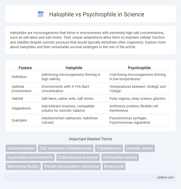 Psychrophile vs Halophile in Science - What is The Difference?