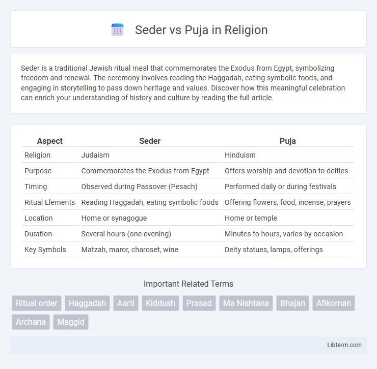 Puja vs Seder in Religion - What is The Difference?