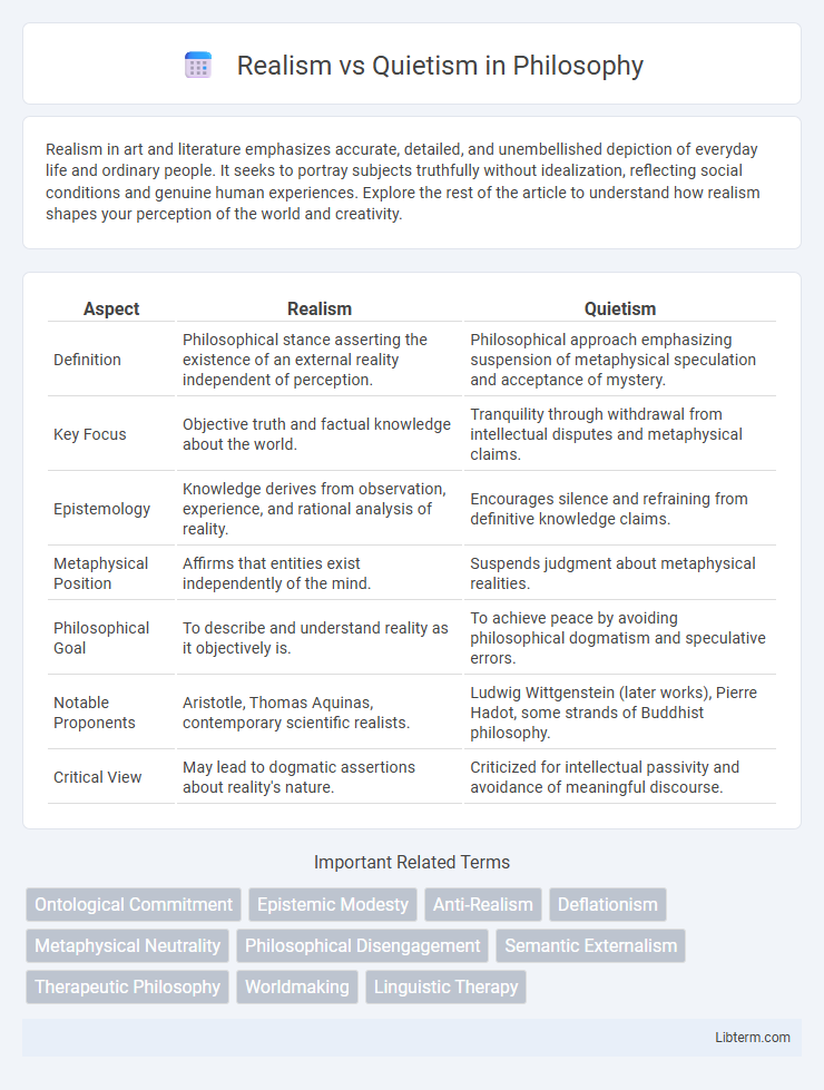 Quietism vs Realism in Philosophy - What is The Difference?