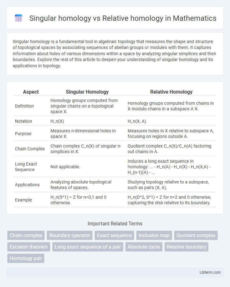 Relative homology vs Singular homology in Mathematics - What is The Difference?