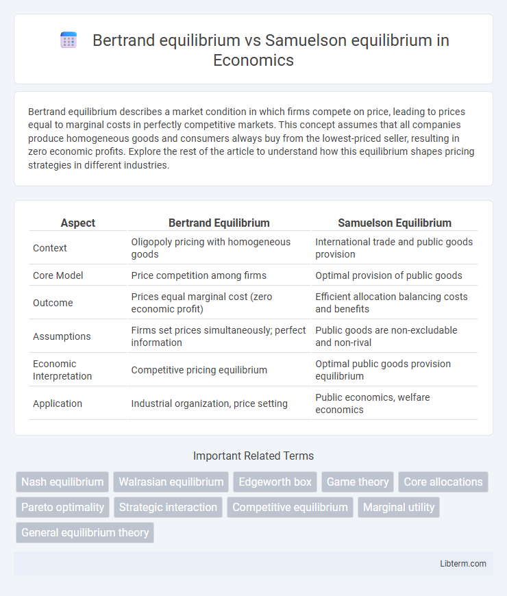 Samuelson equilibrium vs Bertrand equilibrium in Economics - What is The Difference?